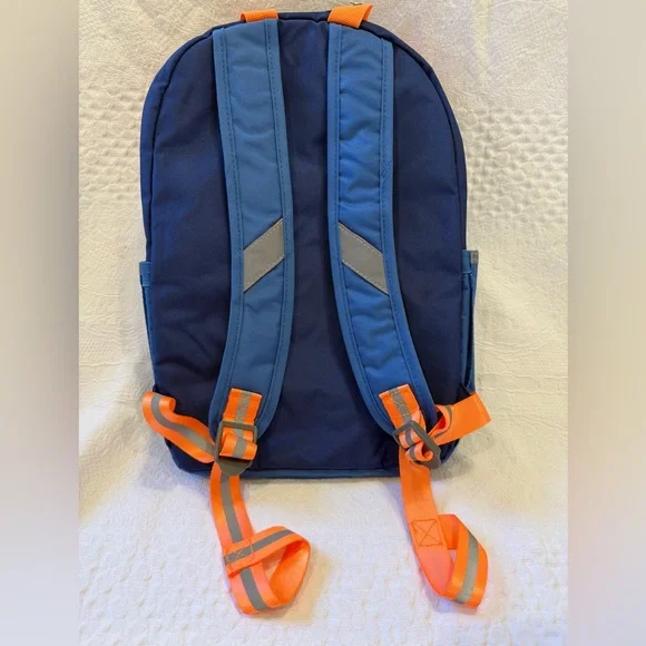 Pottery Barn Kids NWT Astor Collection Small Backpack Blue Navy & Orange - Picture 2 of 5